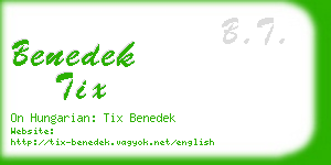 benedek tix business card